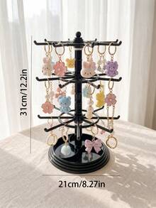 Estante de almacenamiento de llaveros, Estante colgante de accesorios, Soporte de exhibición de colgantes pequeños, Estante de almacenamiento de pulseras, Estante de almacenamiento giratorio, Organizador de escritorio, Regalo de vuelta a la escuela - Multicolor - Ver 8