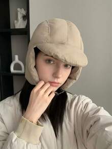 Topi Aviator Tebal Warna Solid Modis, Topi Ringan Pelindung Telinga dengan Pinggiran dan Tali yang Dapat Diatur, Topi Musim Dingin Hangat Tahan Angin, Cocok untuk Pemakaian Sehari-hari di Luar Ruangan, Topi Musim Dingin - MultiWarna - View 16