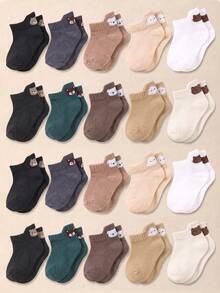 6/12/24 Pairs Random Animal Pattern Toddler Socks, Earth‑Tone, Fall Socks, Halloween, Christmas, Newborn Baby Essentials, Baby Essentials, Baby Shower - Multicolor - View 1