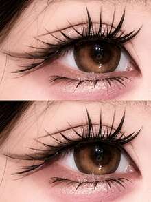100pcs Self-Adhesive False Eyelash Clusters, Glue-Free False Eyelashes, Transparent Stem Design, Fox-Style False Eyelashes, Lightweight, Suitable For DIY Single Eyelash, Create Big Eye Makeup, Suitable For Dates, Parties And Cosplay - C - View 6