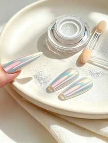 Shiny Mirror Aurora Nail Powder Glamorous Decorative Item Salon Professional Enthusiast DIY - With Applicator - Multicolor - View 4