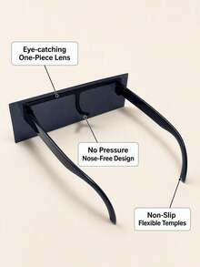 Plus Size Rectangular Party Mirror With Glasses Strap - Black - View 3