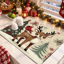 1pc Christmas Themed Printed Pattern Dish Drying Mat, Kitchen Countertop Bowl & Plate Rubber Bottom Drying Pad, Party Decoration, Super Absorbent Hidden Stain Dish Drying Mat, Soft Diatomaceous Earth With Rubber Backing Multi-Functional Kitchen Home Mat, Quick Dry Mat For Coffee Machine & Dish Rack, Kitchen Countertop Coffee Mat & Dish Drying Pad - LL LSD009 - View 2