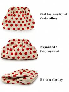 Fashionable New Pleated Polka Dot Cloud Clutch Bag, Large Capacity Makeup Bag, Lightweight Foldable Suitable For Daily Work, Makeup, Party, Vacation, Holiday Gift - Multi-color - View 5