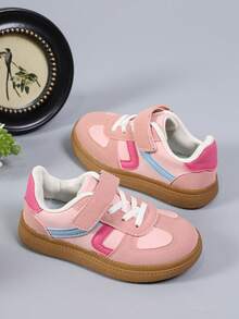 Sepatu Sneakers Anak Perempuan Shu Rui Warna Pink Manis, Sepatu Kasual Praktis dengan Perekat Velcro, Serbaguna untuk Penggunaan Sehari-hari di Dalam dan Luar Ruangan - Berwarna merah muda - View 4
