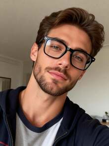 1 Pair Men's Minimalist Modern Small Wing Embedded Transparent Glasses Set, Suitable For Daily Wear, Office, Watching TV, Gaming, Phone Decoration, Etc. - Clear - View 5