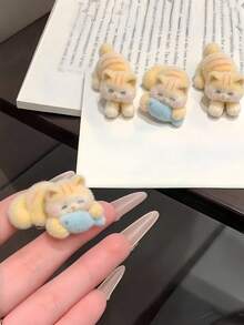 4pcs Cute Cat Hair Clip Set, Kawaii Cartoon Animal Hair Clips, Sweet And Lovely Girls Decorative Hair Accessories For Daily Wear - Multicolor - View 4