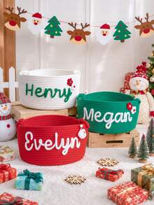 Customized Christmas Gift Basket, Christmas Party Gift Basket, Personalized Christmas Gift Basket With Name, Holiday Decoration Gift, Christmas Decor, Christmas Gift - Multicolor - View 4