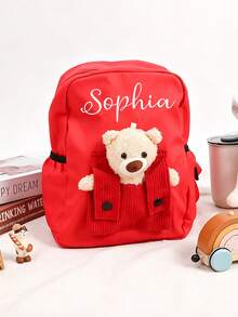 Customizable Plush Backpack, Personalized Teddy Bear Backpack With Name, Cute Bear Design, Suitable For School, Travel And Daily Fashion; Multi-Functional Design, Suitable For Office, Commute And Campus Use; Portable And Practical, Ideal Gift For Family, Friends (Including Boyfriend, Girlfriend, Children), Suitable As Birthday, Holiday Or Anniversary Gift; Also An Excellent Gift Choice For Back To School, Winter, Valentine's Day And Christmas, Combining Personalized Features And Fashionable Aesthetics. - Multicolor - View 3