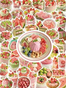50Pcs Cute Guava Fruit Cake PVC Waterproof Stickers, Aesthetic Dessert Decals For Journal Water Bottle Decor - Multicolor - View 1