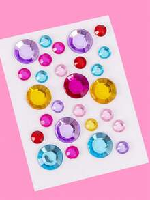 4Pcs Crystal Diamond Self-Adhesive Face Gems Stickers Rainbow Acrylic Rhinestone Face Jewels With Star, Heart & Flower Shape, Body DIY Decor Sparkly Face Stick On Gems For Rave Festival, Carnival, Party - Multicolor - View 7