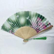 1pc Women's Handheld Fan, Vintage Pattern Design, Bright Color Retro Style, Lightweight & Portable, Suitable For Daily Use, Outdoor Activities And Party Occasions, Ideal Fashion Accessory Choice - Hand Fan - View 11