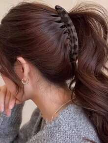 3 buah Jepit Rambut Pisang Besar dengan Gigi dan Sisir Belakang, Jepit Rambut Ekor Kuda Tinggi Vertikal Anti Selip, Motif Leopard Hitam Abu-abu, Cocok untuk Rambut Tebal, Hadiah Perjalanan Sehari-hari - MultiWarna - View 3