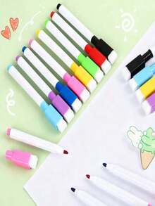 9pcs/Set 8-Color Whiteboard Markers With Eraser - Suitable For Office/Refrigerator/Calendar, Christmas/Halloween Card Making, Holiday Props - Multicolor - View 7