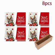 2/4/6 pcs Serbet Dapur Natal Motif Kucing, Set Handuk Dapur Natal - MultiWarna - View 11