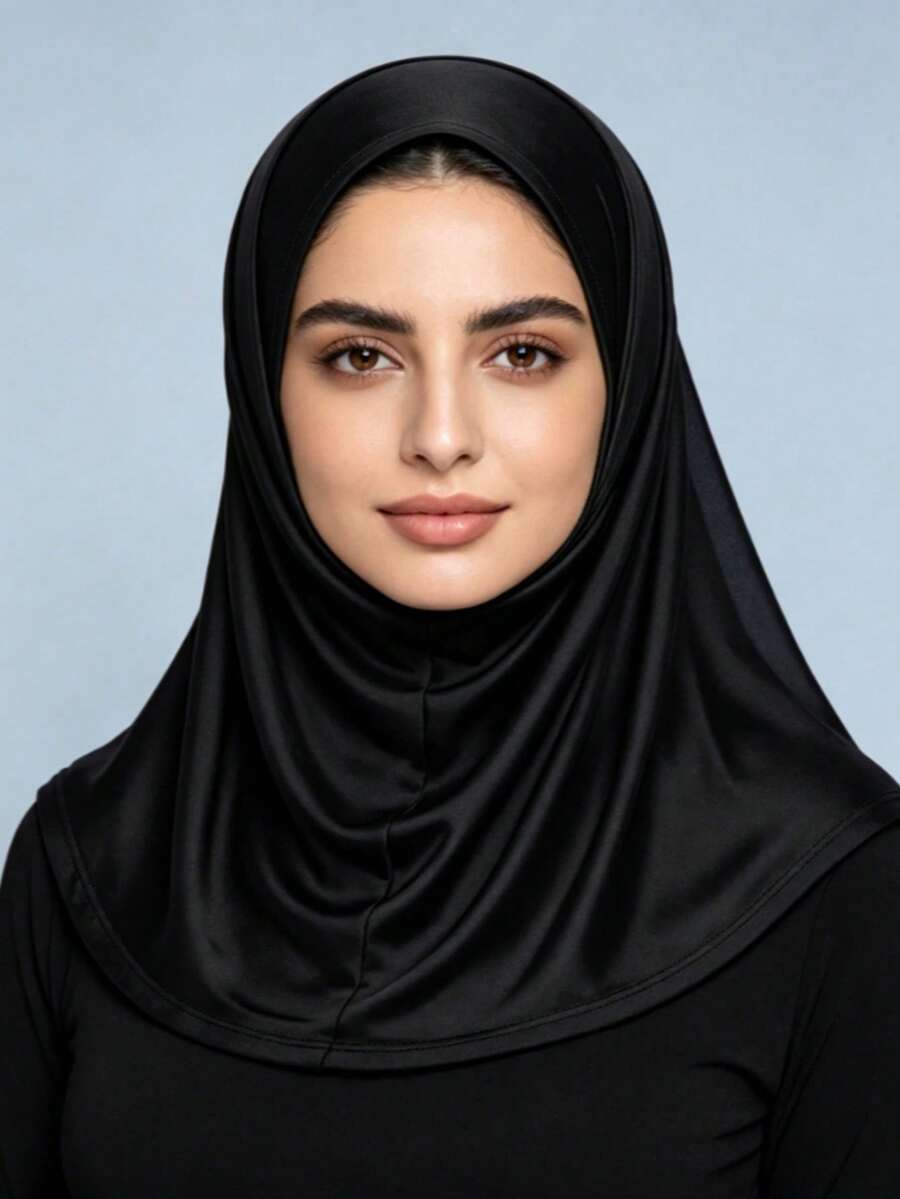 Women's Four-Season Milk Silk Headscarf Hat, Solid Color High Elasticity Long Neck Guard Sun Protection Headwrap Muslim Hijab - Multicolor - View 1