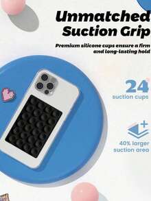 Silicone Suction Cup Phone Stand, Waterproof Adhesive Base, Compatible With Most Phones, Universal Selfie Video Ring Holder (Random Color & Style) - A - View 7