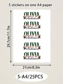 LICVIC Custom Christmas Name Sticker, Festive Plaid & Candy Cane Letter Decal, Personalized Christmas Labels Stickers, Customized Holiday Sticker, Christmas Gift, Customizable Christmas Decoration For Party Favors And Seasonal Gifts, Christmas Sticker - Style C - View 11