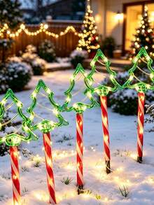 1pc Solar Christmas Tree Light, Waterproof Christmas Tree Design Lawn Decorative Light, Suitable For Christmas Tree Decoration, Winter Outdoor Garden Courtyard, Path, Fence, Step, Terrace, And Christmas Party Atmosphere Lights - Christmas Tree - View 5