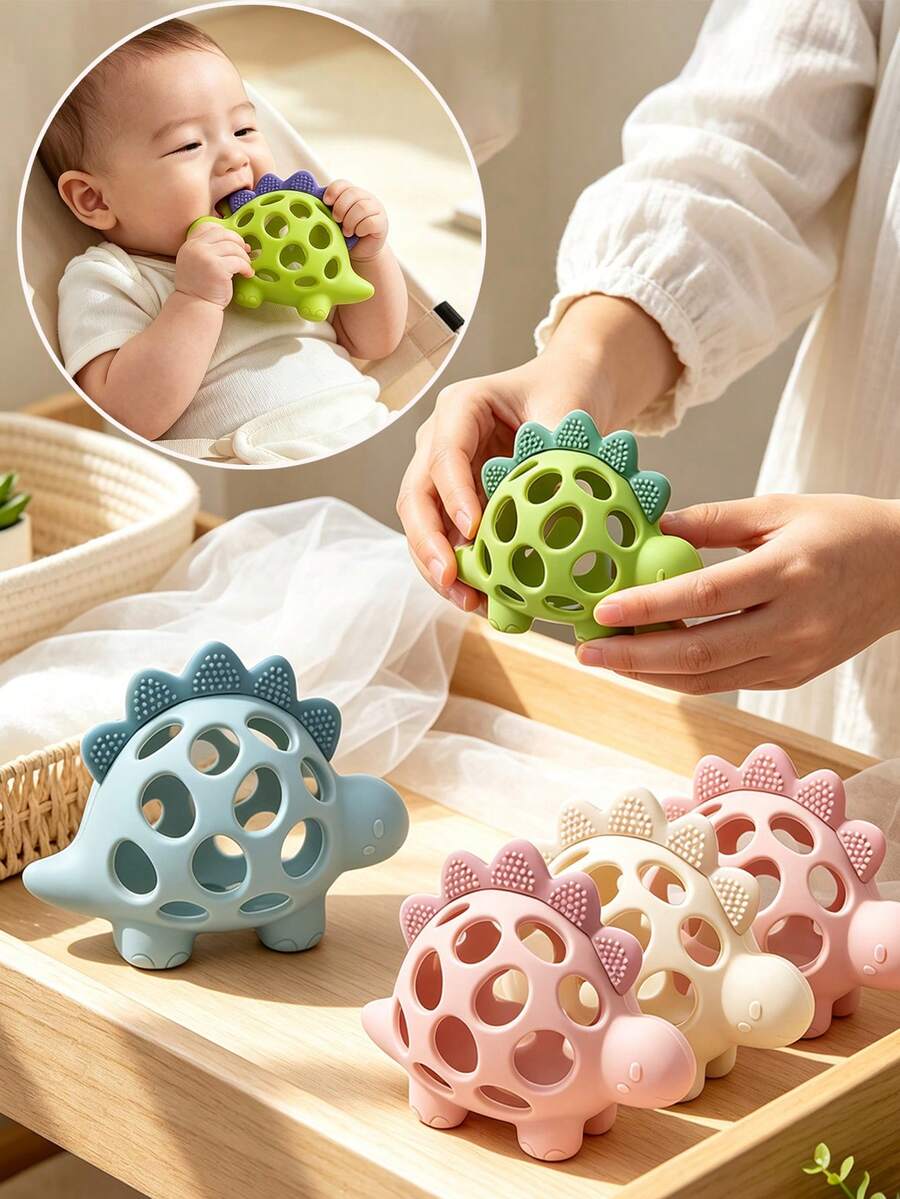 Đồ chơi gặm nướu hình khủng long, thiết kế rỗng dễ cầm nắm - Nhiều màu - Xem 1
