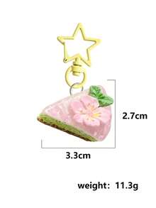 1個3D立體蛋糕星星鑰匙圈，趣味逼真花朵三角奶油抹茶蛋糕吊飾，馬卡龍色浮雕迷你甜點包包掛件，獨特防丟鑰匙環，甜美禮物適合生日、情人節與好友週年紀念 - 彩色 - 查看 11