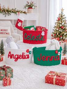 Customized Christmas Gift Basket, Christmas Party Gift Basket, Personalized Christmas Gift Basket With Name, Holiday Decoration Gift, Christmas Decor, Christmas Gift - Multicolor - View 10
