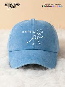1pc Classic Baseball Cap Printed With "No Golf Today." Pattern, Lightweight & Comfortable All-Season Wearable Multi-Functional Duck Bill Hat, Unisex Outdoor Casual Sports Cap Suitable For Daily Life And Street Outings - A - View 2