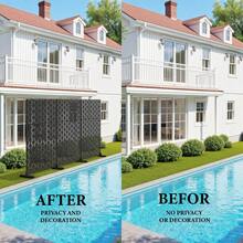 Freestanding Metal Decorative Privacy Screen With Stand – 183x120cm Galvanized Steel Outdoor Divider For Patio, Balcony & Backyard - Square - Black - View 5