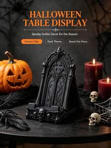1 buah Dudukan Ponsel Tengkorak Gotik Halloween, Dudukan Ponsel Meja Gaya Gotik Gelap dengan Fungsi Kotak Penyimpanan; Dudukan Ponsel Meja Dekoratif Hitam, Ornamen Dekorasi Rumah Halloween. Cocok untuk Meja, Meja Samping Tempat Tidur, Rak, Dekorasi Meja Kantor Rumah, Ideal untuk Penggemar Gaya Gotik, Hadiah Penting Halloween/Dekorasi Halloween/Halloween - MultiWarna - View 1