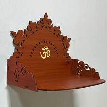 Floral Aesthetic Wooden Shrine For Home And Office, Modern Shrine Suitable For Home Or Store Wall, With Floating Shelf And Floating Shelf - View 2