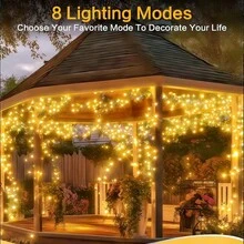Solar Copper Wire Fairy String Lights For Outdoor Camping Picnic Party, 8 Lighting Modes, 7M50LED/12M100LED/22M200LED/32M300LED, Flexible Foldable Solar Powered Lights, Dusk Auto On For Tent Canopy Tree Table Decor - Solar Copper Wire Lights - View 11