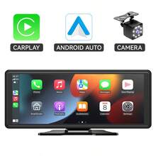 VENBES 10.26 吋 PND 便攜式車載音響系統,無線 CarPlay 與無線 Android Auto 觸控螢幕車載播放器,支援藍牙 FM - 主機 + 8顆LED方形後視鏡頭 - 查看 12