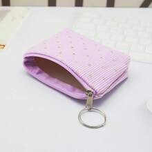 Women's Small Corduroy Coin Purse With Zipper Key Ring Jewelry & Coin Storage Fashion Student Gift - Multicolor - View 5