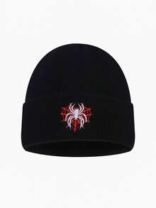 1pc Or 2pcs Women Embroidered Heart Spider Web Knit Beanie Hat, Brimless Cap Suitable For Halloween, Autumn/Winter Warmth, Daily Wear And Outfit Matching - A - View 9