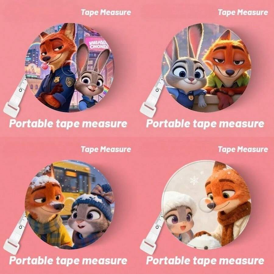 1pc Disney [One-Click Retraction] 2.0m Tape Measure, Zootopia 2 Nick & Judy Body Measurement Soft Leather Measuring Tape Ruler Home Use Three-Circumference Measuring Tape Ins - Multi-color - View 1