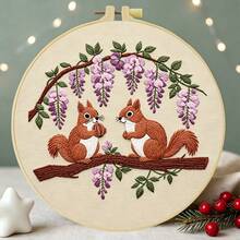 1PC 15*15cm/5.9*5.9in 20*20cm/7.9*7.9in,Fawns, Squirrels And Cats Embroidery Kit, DIY Handmade Embroidery Set For Adult Beginners, Home Gift, Women's Sewing Gift, Including User Manual, Printed Pattern Fabric, Embroidery Frame, Needle And Thread. - 15X15CM - View 14
