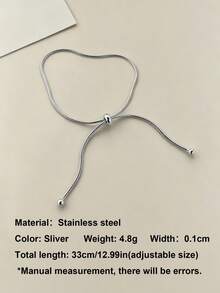 1pc Stainless Steel Snake Chain Anklet, Adjustable Beaded Drawstring Design Minimalist Daily Foot Jewelry, Versatile Beach Foot Chain - Adjustable Bead Anklet - View 9