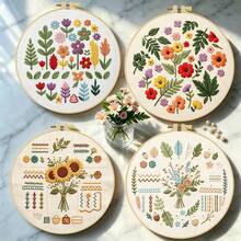 1PC 15*15cm/5.9*5.9in 20*20cm/7.9*7.9in,A Beautiful Bouquet Embroidery Kit, DIY Handmade Embroidery Set For Adult Beginners, Home Gift, Women's Sewing Gift, Including User Manual, Printed Pattern Fabric, Embroidery Frame, Needle And Thread. - 20X20CM - View 13