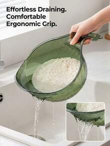 Rice Washer Bowl With Handle, Thickened Clear Plastic Kitchen Colander With Fine Mesh Strainer For Rinsing Rice, Grains, Fruits And Vegetables - View 7