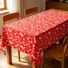 1pc Valentine's Day Red Hand-Painted Heart Tablecloth, Rectangular Disposable Table Cover, Suitable For Romantic Party Decoration, Wedding, Anniversary And Valentine's Day Party Setup - Multiple Styles - View 6