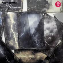 Ruonaorou 12pcs/Set Vintage Dark Clouds & Lightning Gothic Style Translucent Vellum Paper Junk Journal Material, Premium Translucent Dark Clouds & Lightning Vellum Paper For Planner, Journal, Diary, Envelope, Greeting Card Decoration DIY Junk Journal (2D Flat A5) - A - View 5
