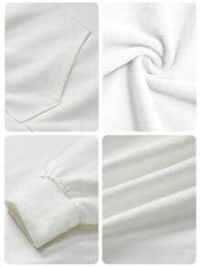 Sweet-Cool Style Printed Hoodie For Women: Relaxed, Dropped-Shoulder, Loose-Fit, Versatile, Drawstring, Pockets, Casual Pullover Top - White - View 5