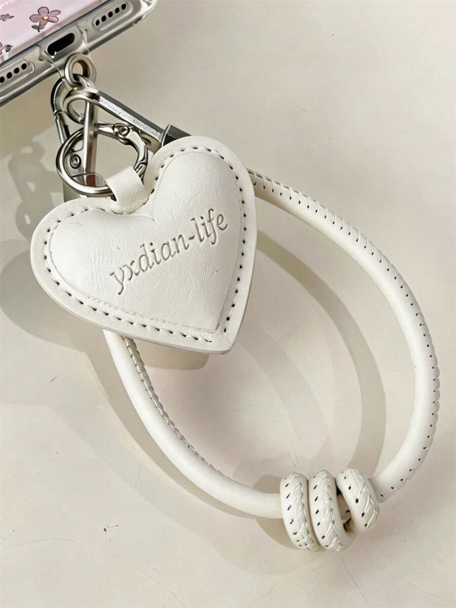 Y2K Simple Lovely Macaron Color Heart Pendant Mobile Phone Lanyard Summer Stylish Chain Hanging Rope Bag Anti-Loss Accessories For Girl