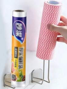 1pc Wall-Mounted Paper Towel Holder, Multi-Functional Kitchen Storage Rack, Can Hold Plastic Wrap, Sponges And Kitchen Utensils, Sink Side Storage Shelf, Suitable For Kitchen, Dining Room, Camping, Home Storage Accessories, Autumn Home Decor, Halloween Decor, Christmas Home Decor, Home Decor - Multicolor - View 8