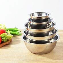 5pcs Stainless Steel Mixing Bowls Set, Suitable For Food Storage, Meal Prep, Salad Making, Kitchen Tools, Kitchenware - Silver - View 8