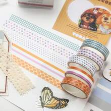 Chuchen Taoyao Series Dopamine Polka Dot Plaid Stripe Boxed Washi Tape DIY Planner Diary Sticker - A - View 3