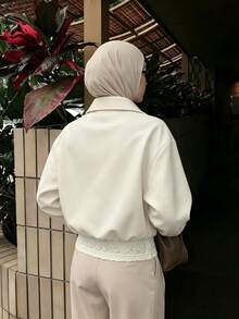 Women's Solid Color Zipper Casual Versatile Daily Travel Long Sleeve Jacket - White - View 6