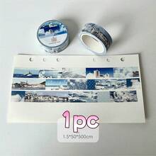 Retro Collage Aesthetic Masking Washi Tape, Mixed Snapshot Photo Pattern Decorative Tape, Removable Adhesive Tape For Junk Journal, Notebook, Gift Wrapping & Ephemera Making - A - View 8
