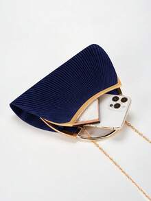REMANLAND Glitter Bling,Shiny Glamorous,Elegant,Exquisite 1pc Rhinestone Decorated Fashion Metallic Evening Clutch Bag, Suitable For Women's Parties, Weddings, Banquets Dinner Bag,Evening Bag For Party Girl,Woman,For Female Perfect For Party,Wedding,Prom,Dinner/Banquet,For Best Gift For Women - Navy Blue - View 6