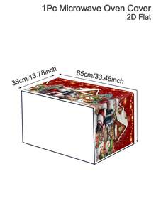 1pc Christmas Microwave Oven Cover, Bow&Christmas Ball, Poinsettia Design Polyester Household Kitchen Microwave Oven Dust Cover, Perfect For Holiday Kitchen Decor & Appliance Protection, Christmas Decoration, 2D Flat - Multicolor - View 21